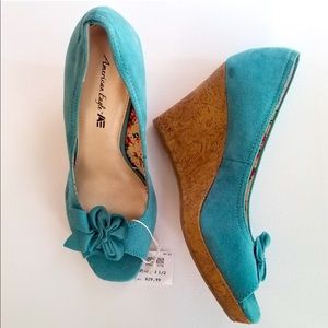American eagle peep toe pump wedge sandal